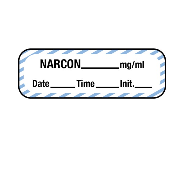 Nevs Label, Narcan 1/2" x 1-1/2" White w/Blue Stripes & Black LANT-2032D - main